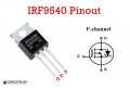 IRF9540N MOSFET-Р транзистор Vdss= -100V, Id= -23A, Rds=0.117Ohm, Pd=140W, снимка 2