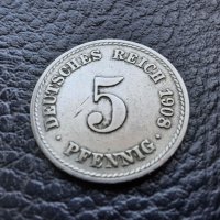 Стара монета 5 пфенига 1908 г. буква А - Германия - топ цена !, снимка 11 - Нумизматика и бонистика - 39767248