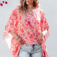Дамска блуза тип кимоно с принт на цветя, снимка 10 - Други - 44862835
