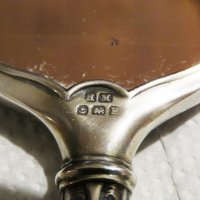 Старинно английско сребърно аристократично огледало с емайл  Birmingham England 1773 - 1924 година  , снимка 9 - Други - 32624416