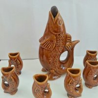 Чаши рибки за ракия  и гарафа риба , снимка 4 - Антикварни и старинни предмети - 26685234