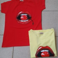 Тениска със устни и череша - Размер- С и М , снимка 5 - Тениски - 25610909