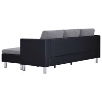 3-местен диван с възглавници, черен, изкуствена кожа, снимка 7 - Дивани и мека мебел - 43302207