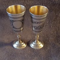 Сребърни сребро с позлата и ниело чифт руски кавказки чашки чаша, снимка 6 - Антикварни и старинни предмети - 39567489