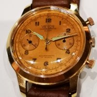 Мъжки златен-позлатен ръчен часовник,хронограф/VENUS/, снимка 2 - Мъжки - 26922094