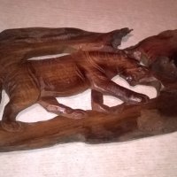 Пано стенно от тиково дърво - тигър ръчна изработка-44х22см, снимка 4 - Колекции - 27386212