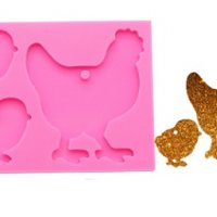 Кокошка с пиленца плосък силиконов молд форма декорация торта фондан шоколад и др., снимка 1 - Форми - 26773878