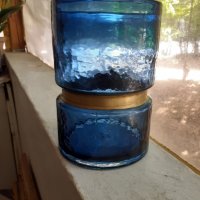 Прекрасна голяма синя ваза, снимка 2 - Антикварни и старинни предмети - 37646554