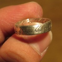 Стар мъжки сребърен пръстен  - Властелинът на пръстените с гравирано елфско слово - уникален, снимка 3 - Пръстени - 28790752