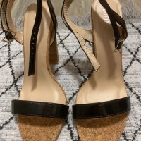 Елегантни секси черни сандали с коркова подметка , снимка 6 - Дамски елегантни обувки - 32741428