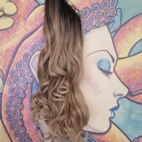 👑 💗Ново ! Луксозна Дълга Къдрава Опашка за Коса в Цвят Шатуш- КОД С873, снимка 4 - Аксесоари за коса - 43144014