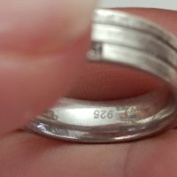 сребърен пръстен халка с камъни Буква АЖ, снимка 4 - Пръстени - 43985116