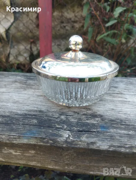Кристална купа с капак, снимка 1
