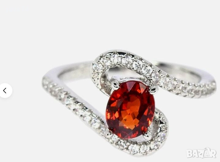 СРЕБЪРЕН ПРЪСТЕН СЪС СПЕСАРТИН (ОРАНЖЕВ ГРАНАТ), снимка 1