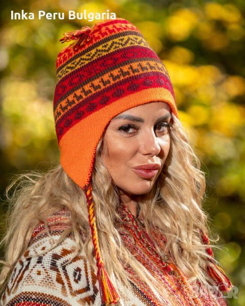Автентична двулицева перуанска шапка Chullo различни цветове, снимка 1