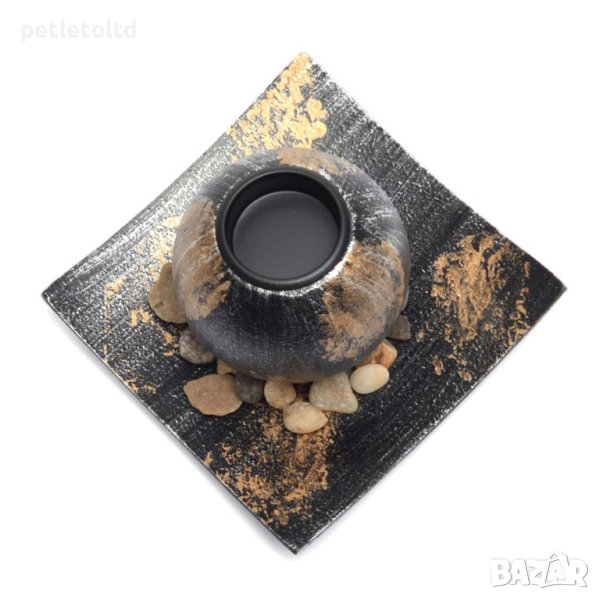 Декоративен свещник - сферични свещници с декоративни камъни и подложка ( сет от 6 бр ), снимка 1