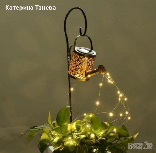 Декоративна соларна лампа със светлинни спринклери – ефект „водопад“, 60 LED, топла бяла светлина, снимка 1