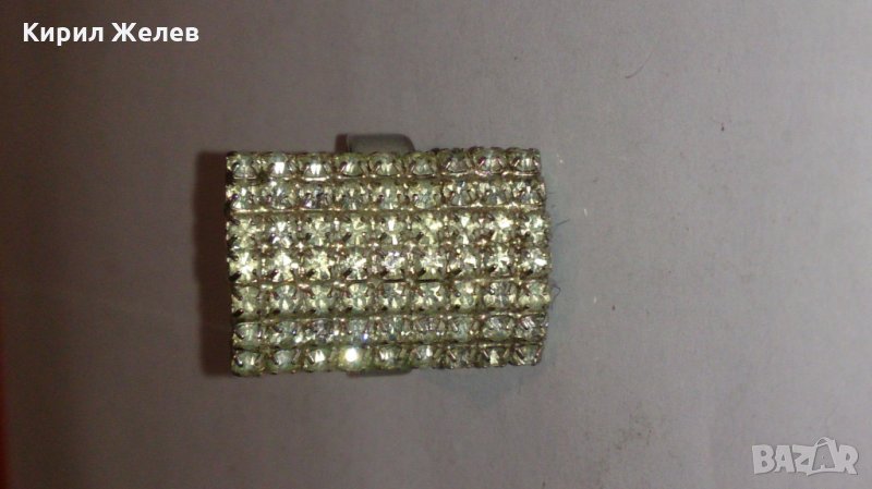 Сребрист дамски пръстен с бляскави кристали -12631, снимка 1