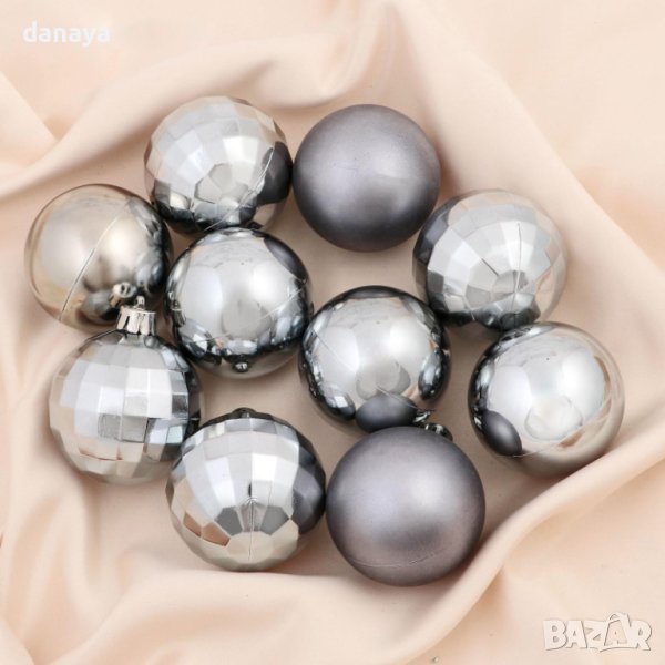 4276 Комплект коледни топки за елха Диско блясък, 10 броя, Ф 5 см, снимка 1