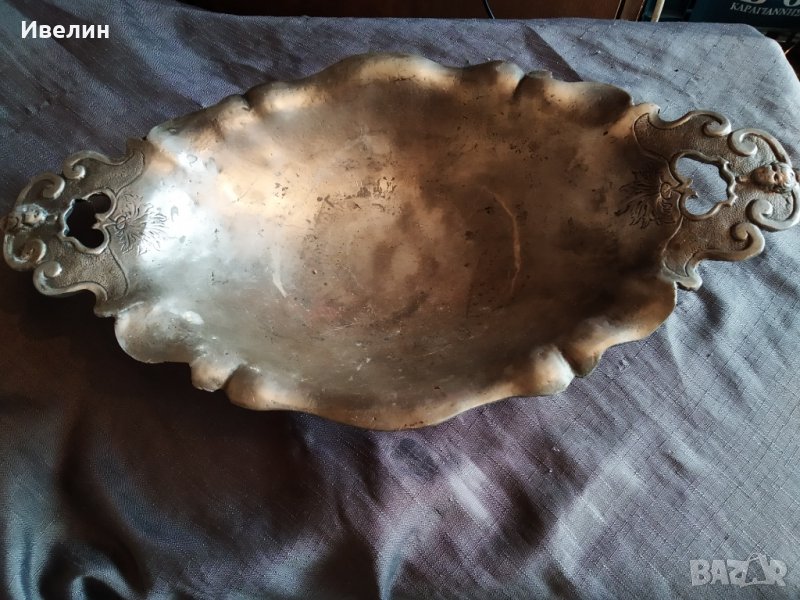 посребрена метална купа, фруктиера арт деко , снимка 1
