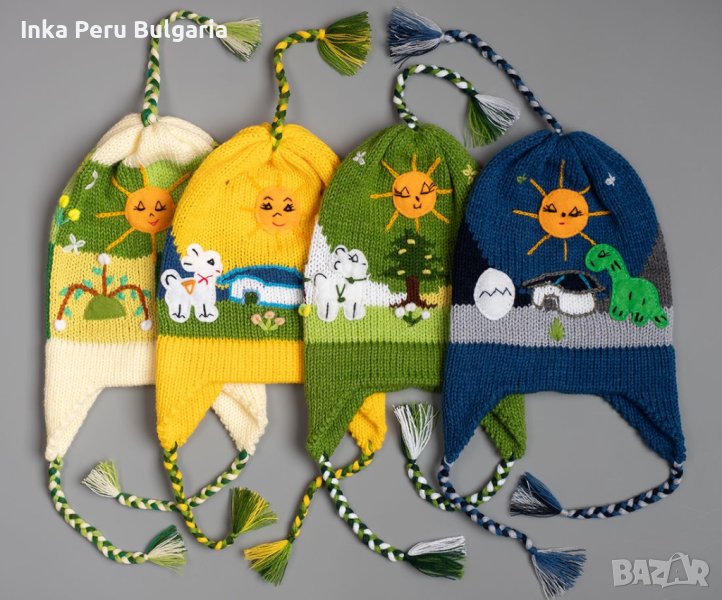 Автентична перуанска детска шапка Chullo от 2 до 8 години, различни цветове, снимка 1