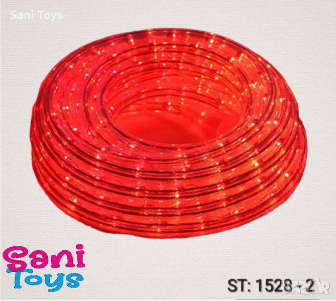 Коледен светещ маркуч, червен 10 м, снимка 1