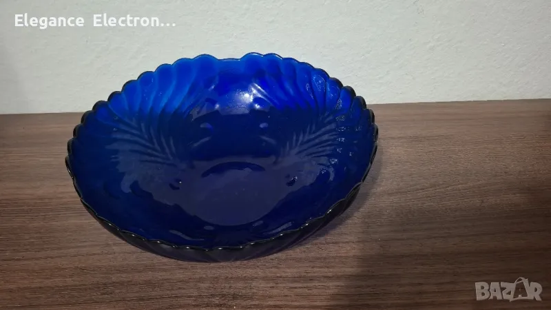 Стъклена купа 28см. Син цвят. , снимка 1