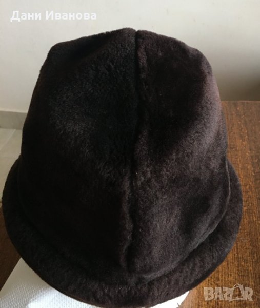 Мъжка зимна шапка от естествена овча кожа - тъмно кафява, снимка 1