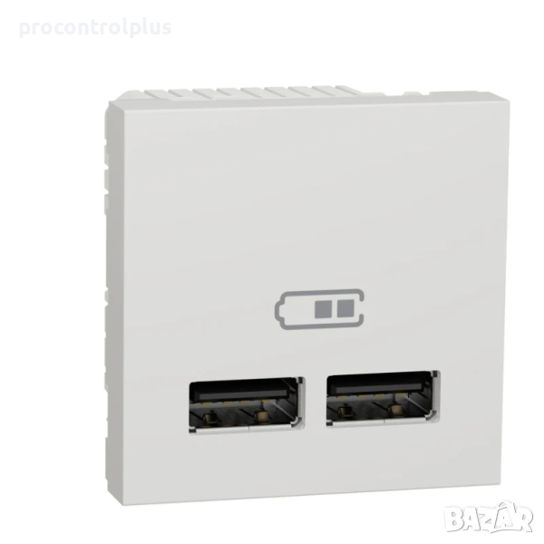 Продавам Двойно USB зарядно тип А, 2M, бял SCHNEIDER ELECTRIC Unica NEW, снимка 1