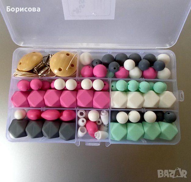 Кутии със силиконови мъниста за бебешки залъгалки, снимка 1