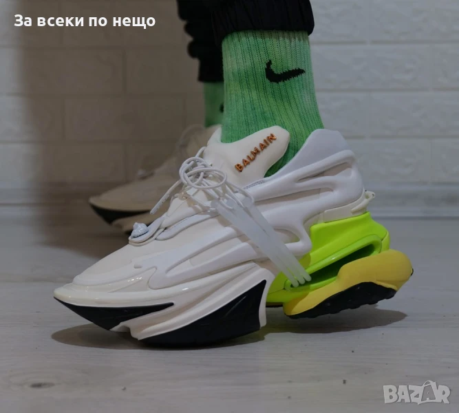 Balmain Дамски Маратонки С Кутия🔝Мъжки Спортни Обувки🔝Унисекс Маратонки Бяло И Зелено Код SM-21, снимка 1