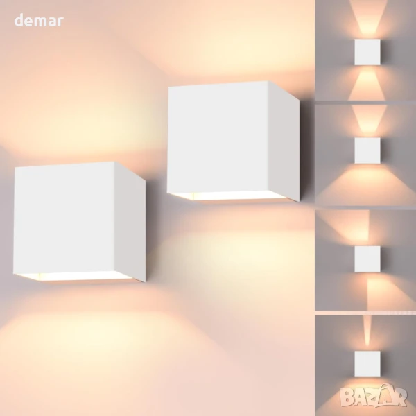 FUDESY LED стенни лампи, пакет от 2, 12W, нагоре-надолу, IP65, 3000К, снимка 1