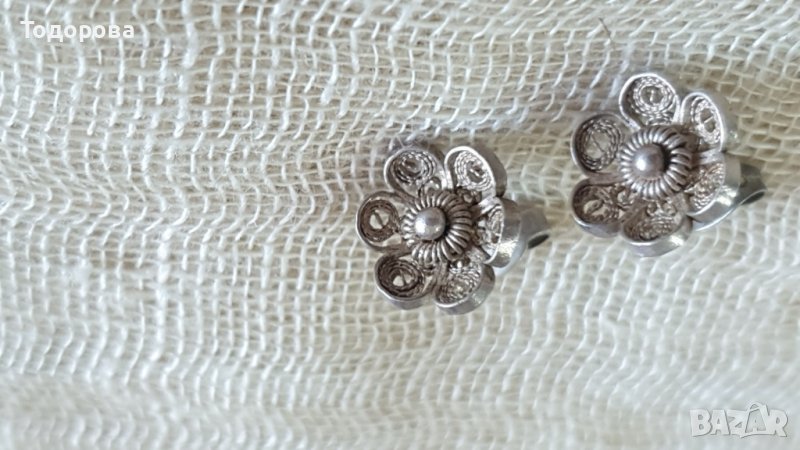 Старинни сребърни филигранни обици, снимка 1