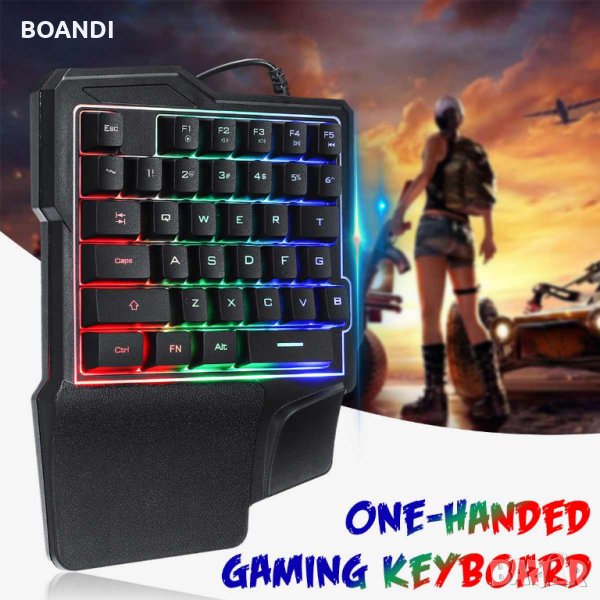 Геймърска клавиатура за лява ръка с подсветка, снимка 1