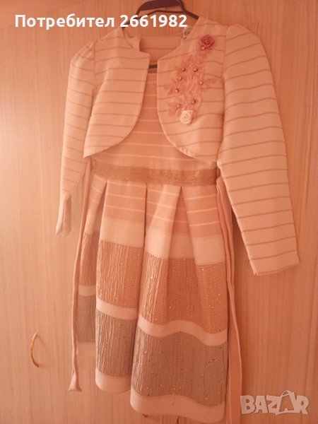 Официална рокля с дантела и болеро, снимка 1