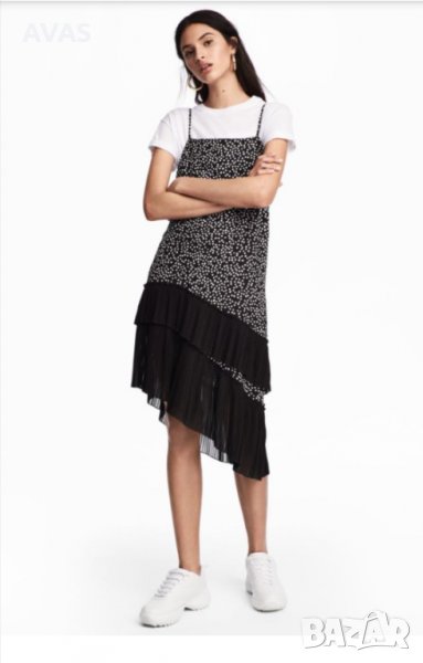 Нова рокля - 55% H&M черно бяла на точки M размер, снимка 1