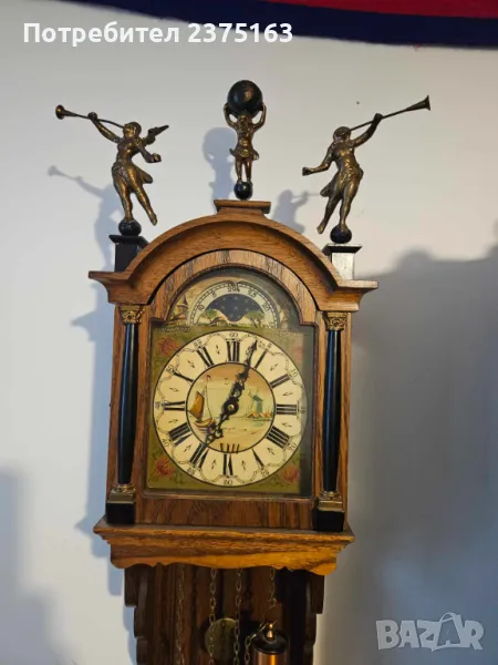 голям стар стенен механичен часовник, снимка 1