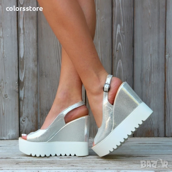 Сандали на платформа - сребриста кожа - 55K

, снимка 1
