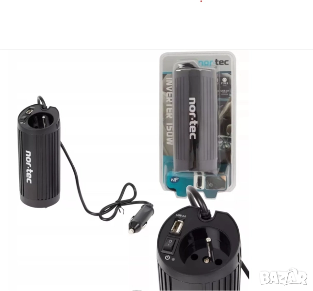 NOR-TEC ИНВЕРТОРЕН АВТОМОБИЛЕН КОНВЕРТОР 12V-220V - 150W, снимка 1
