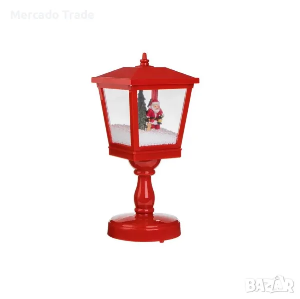 Коледен музикален фенер, снежна топка Дядо Коледа, Бяла LED светлина, снимка 1