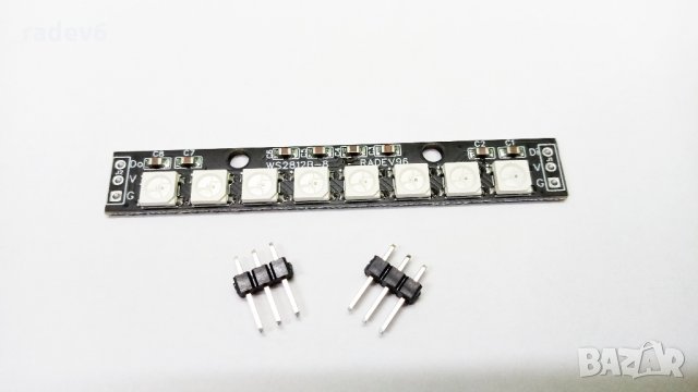 WS2812B LED модул с 8 светодиода, 5050, RGB, WS2812, Ардуино / Arduino, снимка 2 - Друга електроника - 35091708