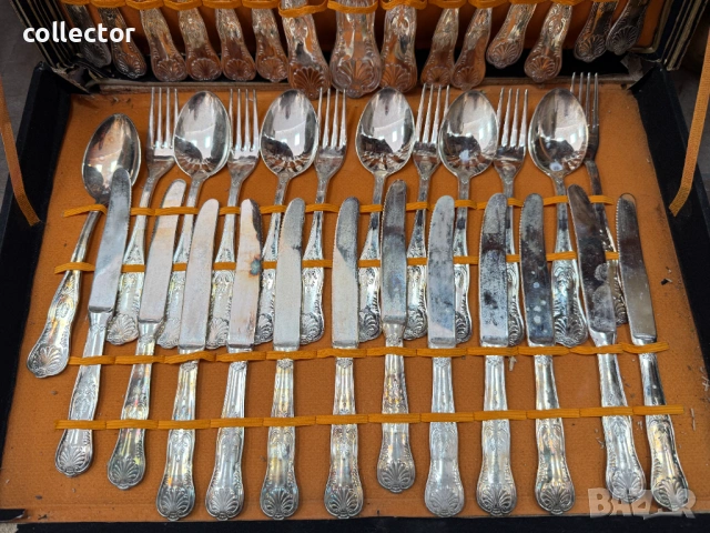 Комплект посребрени прибори. №7849 , снимка 3 - Антикварни и старинни предмети - 53443038