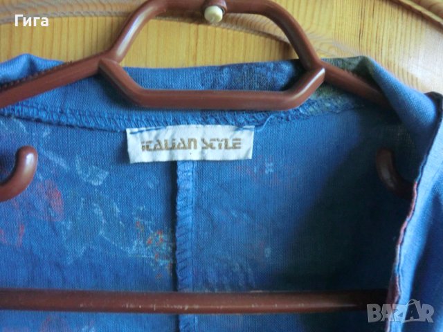 синьо сако на цветя 100%лен, снимка 4 - Сака - 40608042