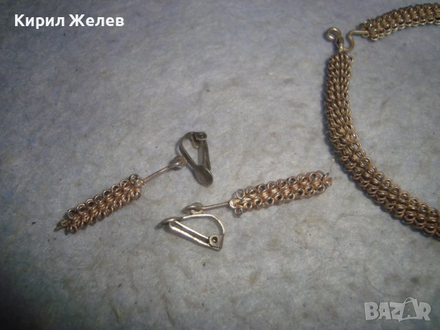 ПОСРЕБРЕНИ МЕДНИ КЛИПС ОБЕЦИ и ГРИВНА АР НУВО СТИЛ РЪЧНА МАЙСТОРСКА ИЗРАБОТКА 30150, снимка 7 - Бижутерийни комплекти - 37901215