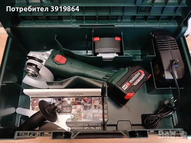 Ъглошлайф METABO модел W 18 7-125 в куфар с 2 X 4AH.