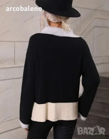 Дамски елегантен пуловер с дълъг ръкав и цип, 5цвята , снимка 7 - Блузи с дълъг ръкав и пуловери - 47885951