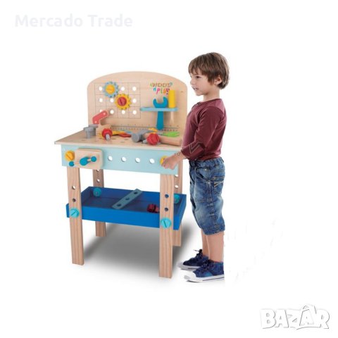 Комплект Mercado Trade, Работилница с инструменти и аксесоари, За деца, Дърво