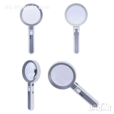 Акумулаторна ръчна увеличителна лупа с LED осветление USB зареждане за четене 4X увеличение и скала, снимка 9 - Други инструменти - 53032303