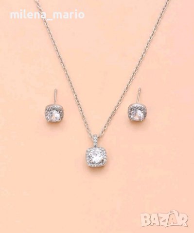 К-кт колие и обеци "zirconia" K1, снимка 2 - Бижутерийни комплекти - 39689526