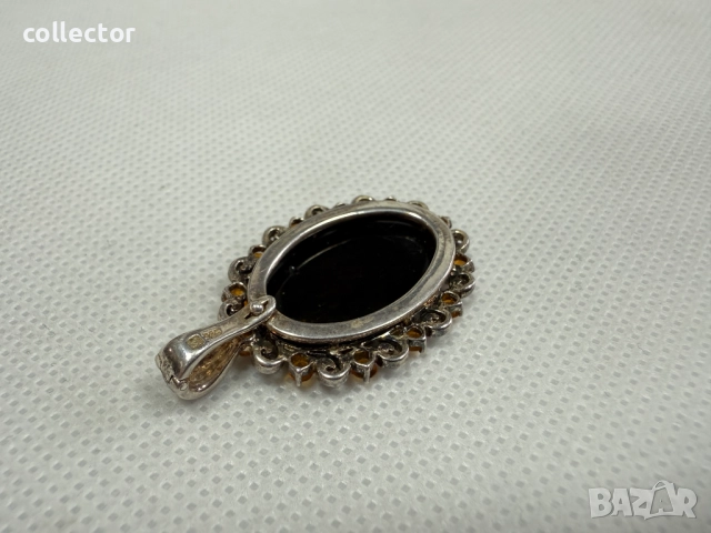 Сребърна висулка с кралски седеф и циркони. №7699, снимка 7 - Колиета, медальони, синджири - 52687724